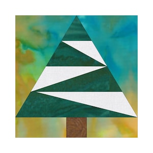 Pine Tree Quilt Block Pattern Digital Download Modern Patchwork Instant Download FPP Easy Quilt Block