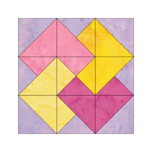 Karte Trick Quilt Block Muster Digital Download Moderne Patchwork Sofort Download FPP Easy Quilt Block 5 Größen 6 8 10 12 15-Zoll-Block