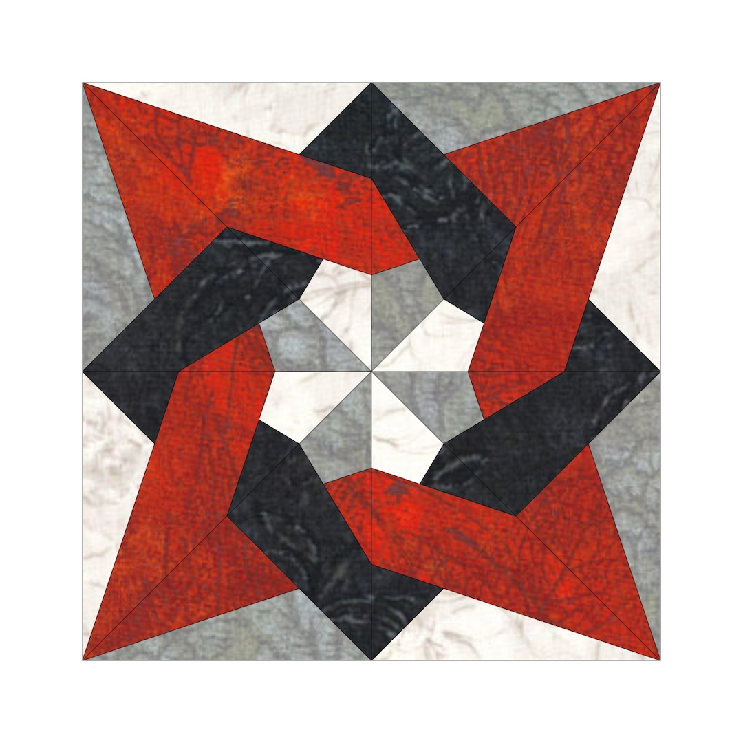 Tangled Star Quilt Block Pattern Digital Download Modern Patchwork