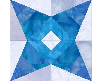 Whirligig Quilt Block Pattern Digital Download Modern Patchwork Instant Download FPP Easy Quilt Block 5 Sizes 6 8 10 12 15 inch block