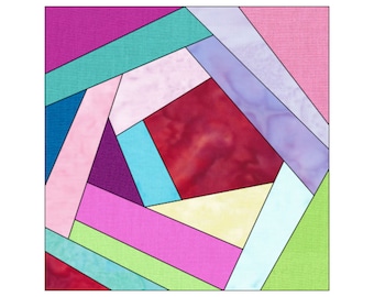 Scrappy Quilt Block Pattern Descarga digital Patchwork moderno Descarga instantánea FPP Easy Quilt Block 5 tamaños 6 8 10 12 15 pulgadas Block Paper