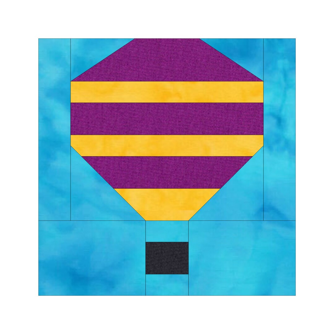 Hot Air Balloon Quilt Block Pattern Digital Download Modern Patchwork