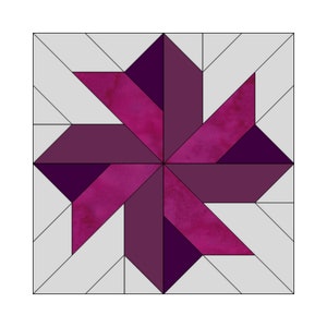 Star Ribbon No Y Seam Quilt Block Pattern Digital Download Modern Patchwork Instant Download FPP Easy Quilt Block 5 Sizes 6 8 19 12 15 Inch