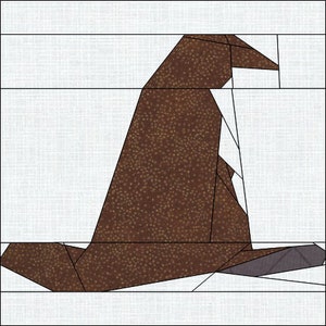 Sorting Hat Quilt Blockmuster Digital Download Modern Patchwork Sofort Download FPP Easy Quilt Block 4 Größen 10 12 15 20 inch Zauberer