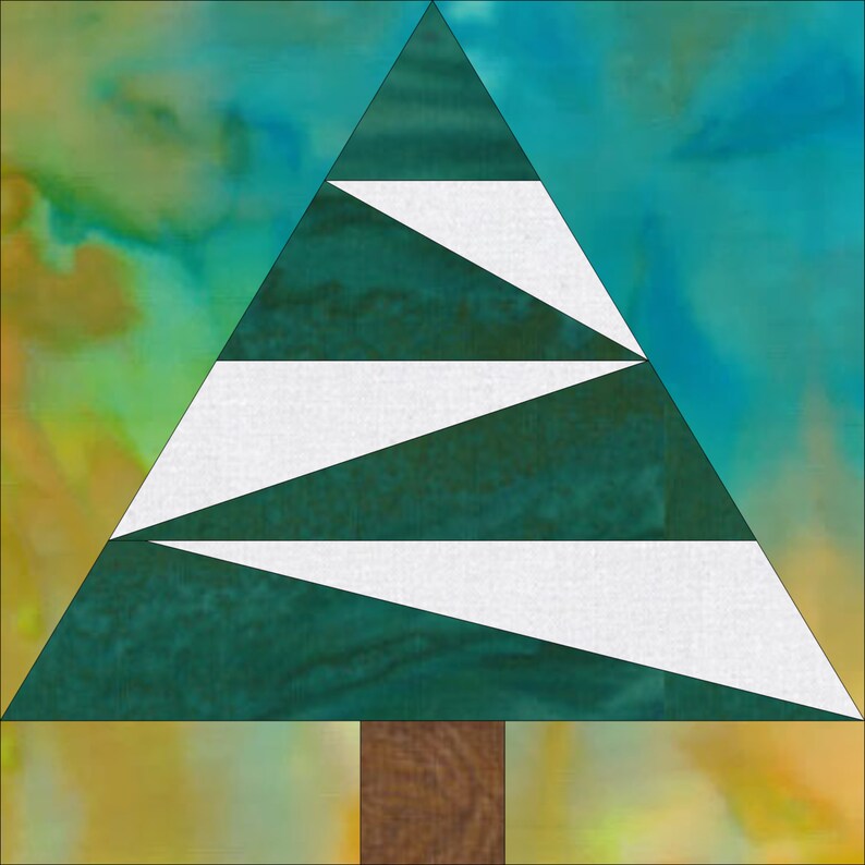 Pine Tree Quilt Block Pattern Digital Download Modern Patchwork Instant ...