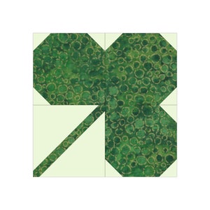 Shamrock Quilt Block Pattern Digital Download Modern Patchwork Instant Download FPP Easy Quilt Block 5 Sizes 6,8,10,12,15 inch Blocks