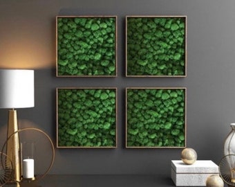 Moss Wall Art Home decor with 12x12 real wood frame. Preserved reindeer moss.