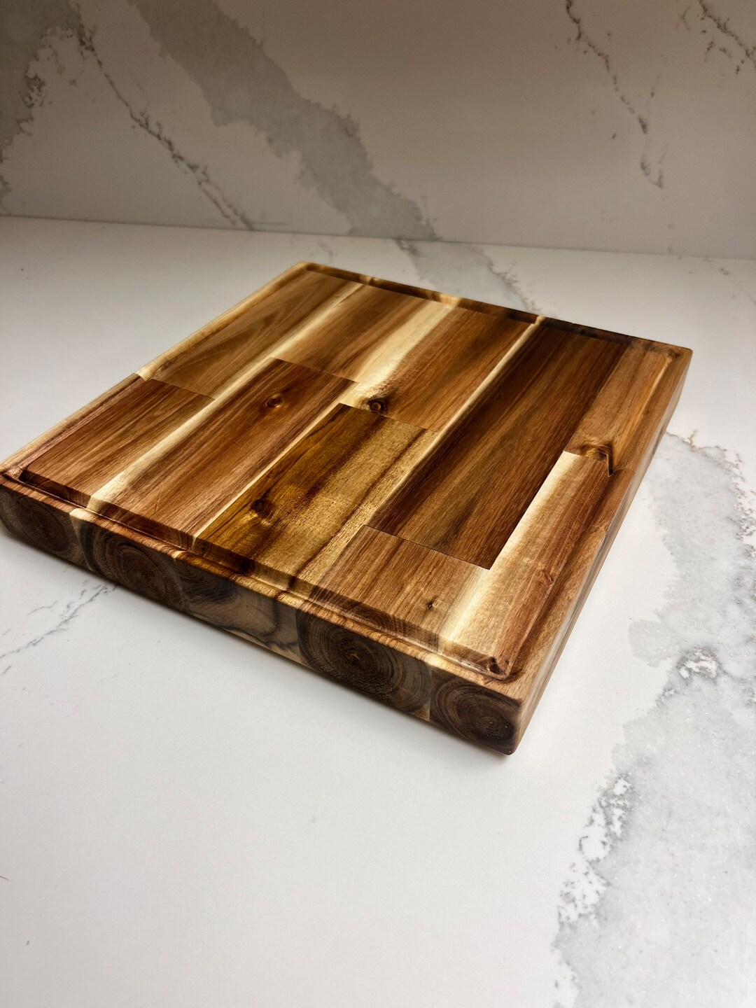 Butcher Block Wood Cutting Board Sustainable Acacia Wood Etsy