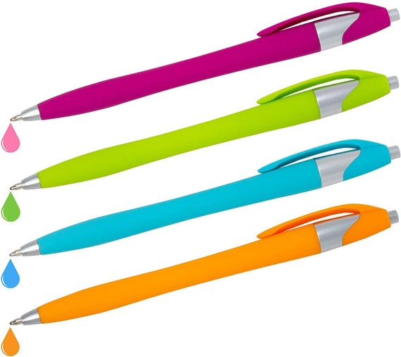 Custom Colored Ink Pens Soft-touch Neon Ink Colors Personalized Imprinted  Message of Choice 12 Pack FREE PERZONALIZATION & SHIPPING 