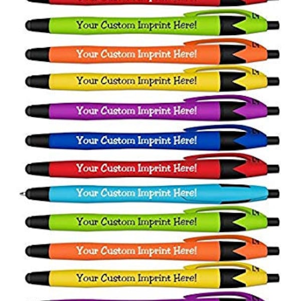 Custom name printed rubberized Soft Touch Ballpoint Pen W/Stylus Click action pen Black ink. Imprinted FREE with Your Logo, Name or Message