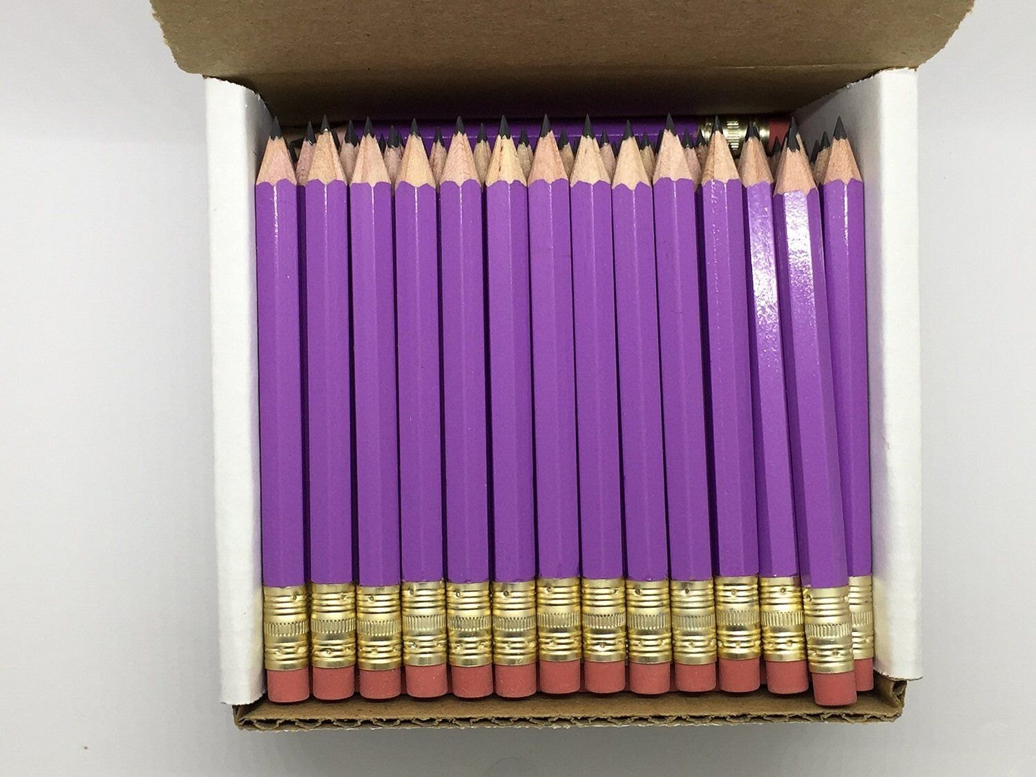  Lápices con goma de borrar – Golf, bolsillo, aula, Pew, corto,  Mini, pequeño, no tóxico – hexágono, afilado, 2 lápices, color natural  desnudo, caja de 144, (1 grande) lápiz de golf : Productos de Oficina