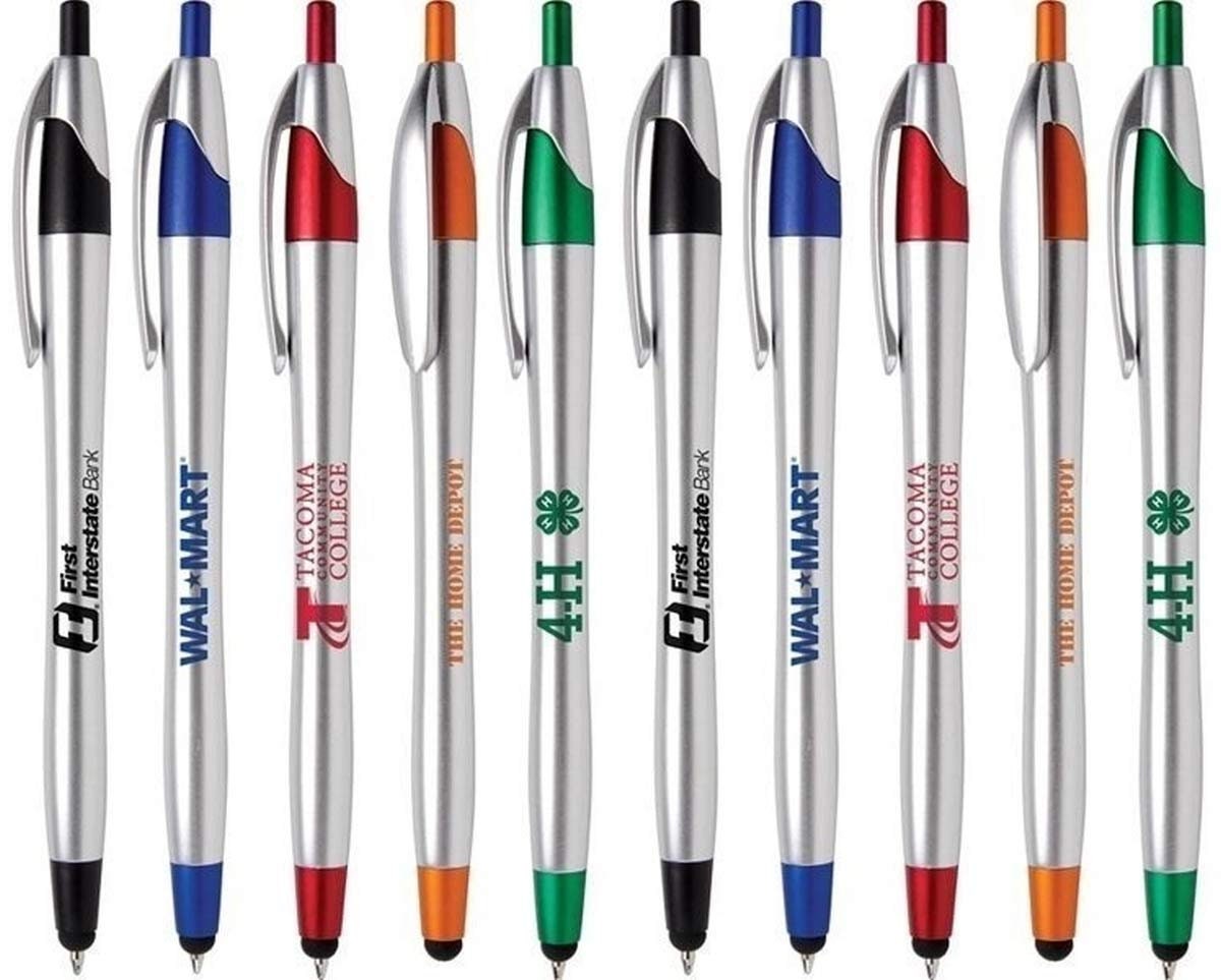 Personalized Ink Pens With Stylus, Click Action, Black Ink, Custom ...