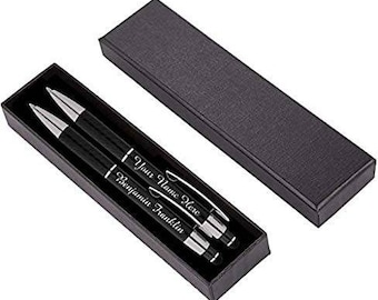 2 Prestige Customized Luxurious metal ballpoint pen with Stylus with gift box. Personalized & Imprinted W/Logo or Message -Great Gift Ideas-