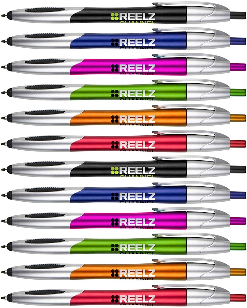Great Promo Item! Custom Printed Click Pens Black w Your Choice Imprint Color