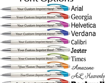 12 Custom Pens with Stylus The Pearl Personalized Metallic Printed Name Pens with Black Ink Imprinted with Logo or Message  Great Gift Ideas