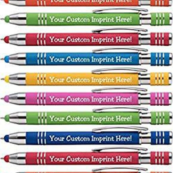 12 Tropical Assorted Custom Imprinted metal pens Personalized Stylus pens printed Retractable pens Black Ink FREE PERSONALIZATION & SHIPPING