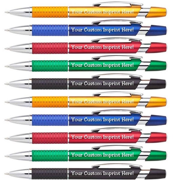 12 Sleeker Custom Imprinted pens Personalized.  Name and logo printed pens. Retractable Black Ink FREE PERZONALIZATION & SHIPPING!
