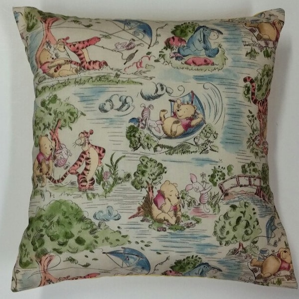 Winnie the Pooh Toile 16X16 pillow cover - Hundred Acre Woods cute nursery pillow cover - Classic Pooh decorative cushion cover