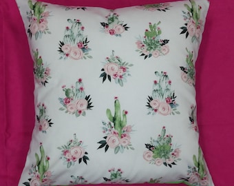 Cactus and flowers 16X16 pillow cover - Cactus room decor - Cactus pillow cover