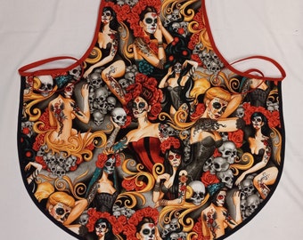 Dia de los Muertos apron - Sugar skulls- All Saints Day - Mexican holiday apron