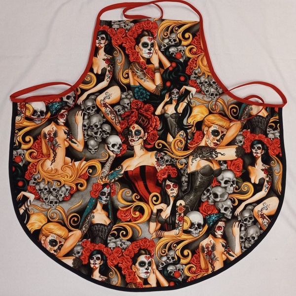 Dia de los Muertos apron - Sugar skulls- All Saints Day - Mexican holiday apron