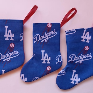L A Dodgers 3 piece small XMAS stocking - Dodgers XMAS decor