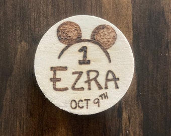 Customizable Birthday Magnent | Name Magnet | Wood Burned | Drawn by Hand