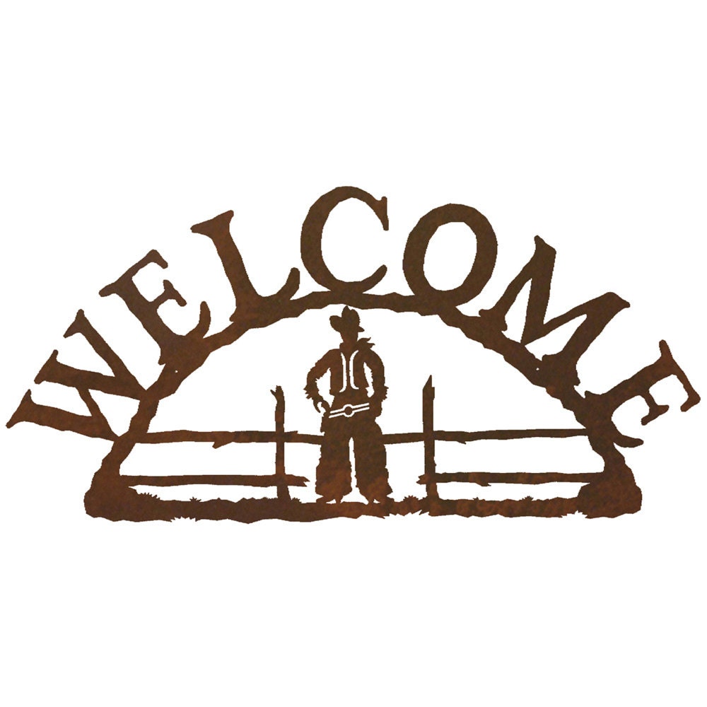 Cowboy Steel Welcome Sign | Etsy