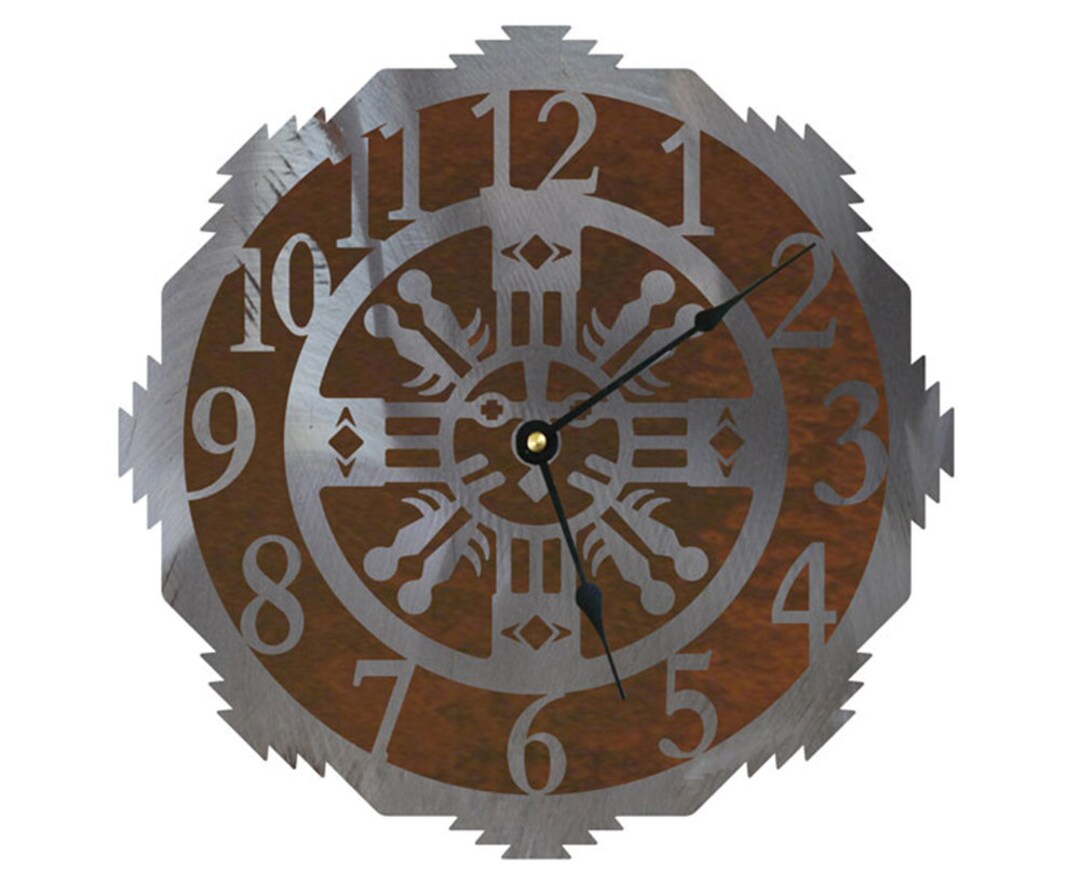 Navajo Sand Painting Clock Quartz Movement 12in Solid Steel Etsy