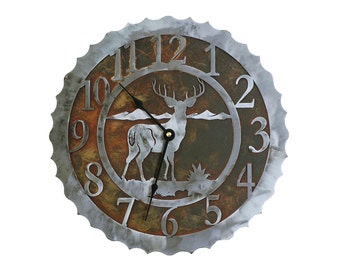 Deer Clock, Quartz Movement- 12in Solid Steel