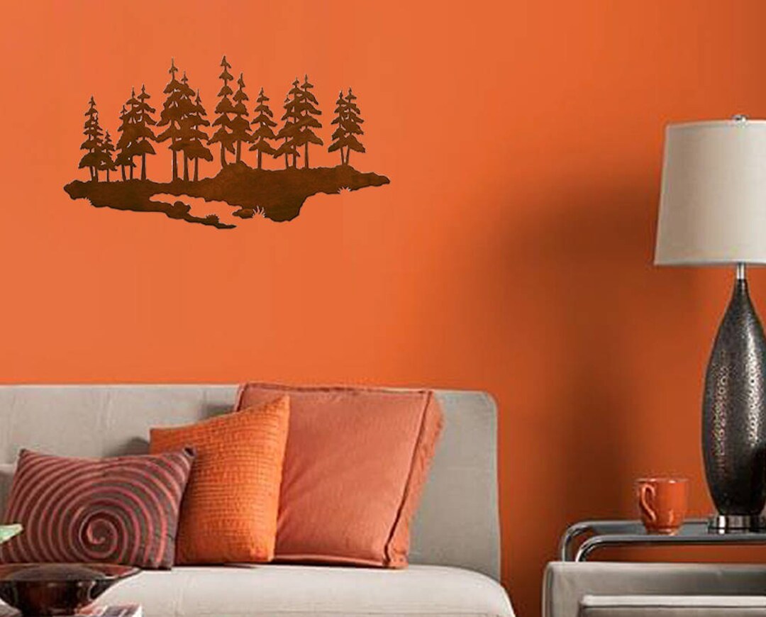 Rustic Pine Tree Forest Scene Wall Art 20x 14 Plasma/ Plasma Cut Etsy