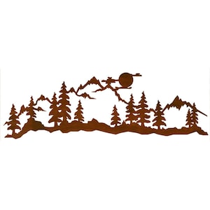 Mountain Scene Plasma Cut Steel Wall Art 57&quot;x 18.5&quot;