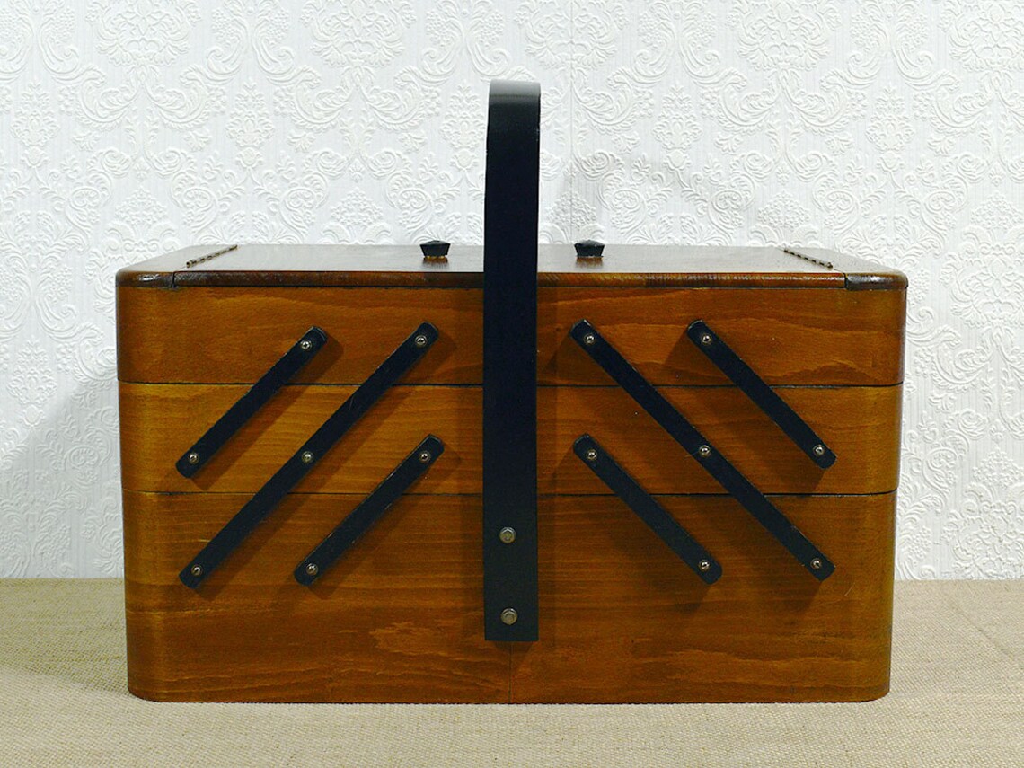 ExtraLarge Cantilever Sewing Box MidCentury Handcrafted Etsy