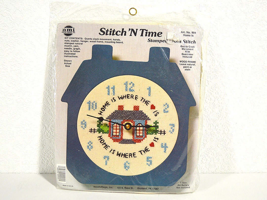 Cross Stitch Clock Kit Vintage N Time Stamped 50