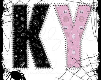 不気味なケンタッキーのフェイク刺繍 PNG - ハロウィン ケンタッキー州デザイン - デジタルダウンロード