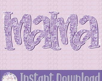 Easter Patterned MAMA Png Shirt Design |Easter Bunny | Doodle Letters | Easter Sublimation Design | Purple Mama Design Dtf |Instant Download
