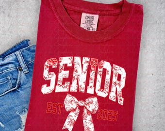Rot Coquette Senior 2025 PNG | -Senior-Sweatshirt | Trendiges Senioren-T-Shirt | Senior 2025 png | Blaue Blumenkokette | Abitur