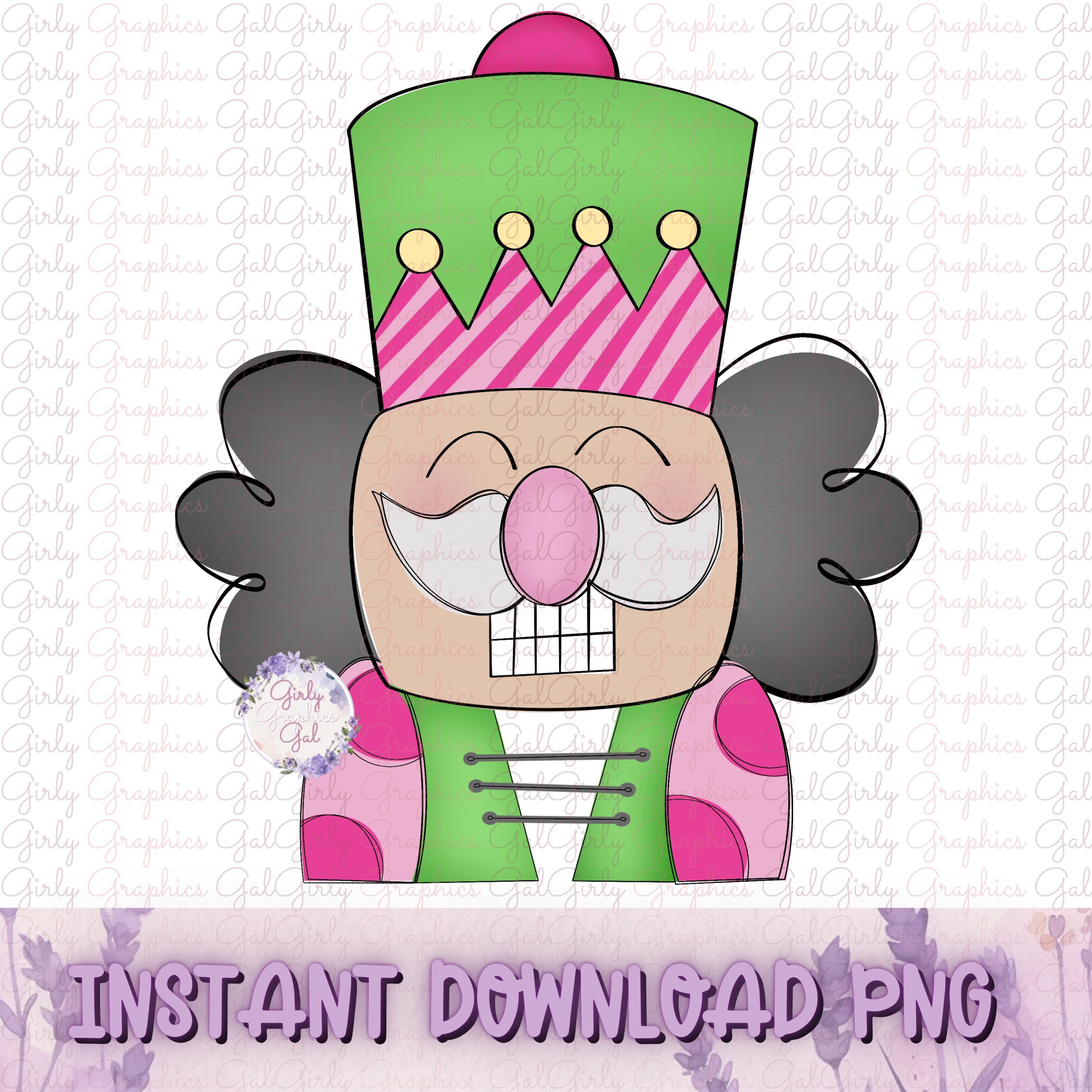 Preppy Hand-drawn Nutcracker PNG - Fun Lime Green & Bright Pink ...