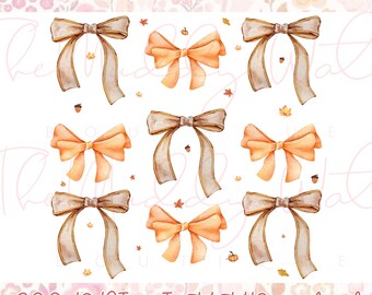 Lazo de coqueta de otoño PNG / Lazos de otoño PNG / Diseño de sublimación de otoño Otoño PNG / Coqueta de otoño / Lazos de coqueta lindos / Calabaza de acuarela png