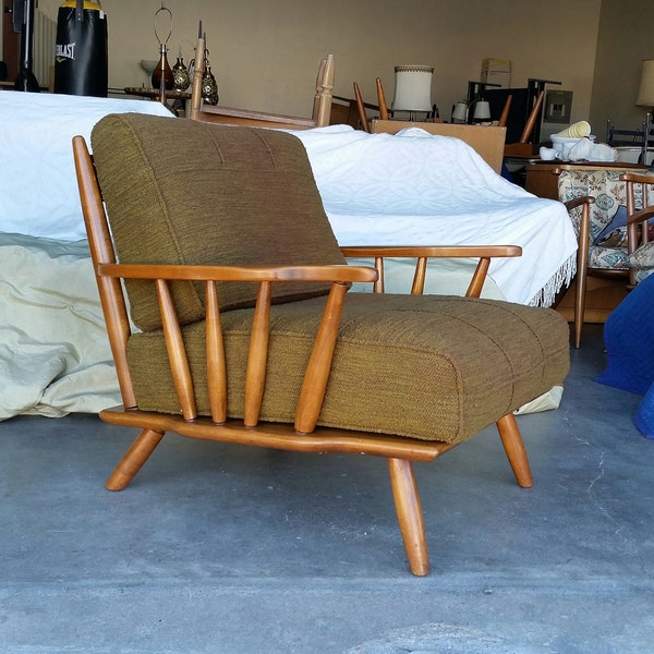 Vintage 1950's Cushman Lounge Chair Mid Century Colonial Creations Solid Birch Herman DeVries Design Original Condition MCM