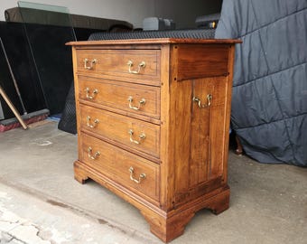 Ethan Allen Campaign-Style Chest Solid Wood Farmhouse Dresser "Old World Treasures"
