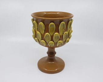 Vintage 1960's Bitossi Ceramic Pedestal Vase Mid Century Modern Italian Art Pottery Aldo Londi Highly Textural Design Gorgeous