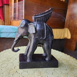 Vintage Maitland-Smith Bronze Elephant Candleholder 13&quot;H Beautiful Heavyweight Piece Excellent Condition