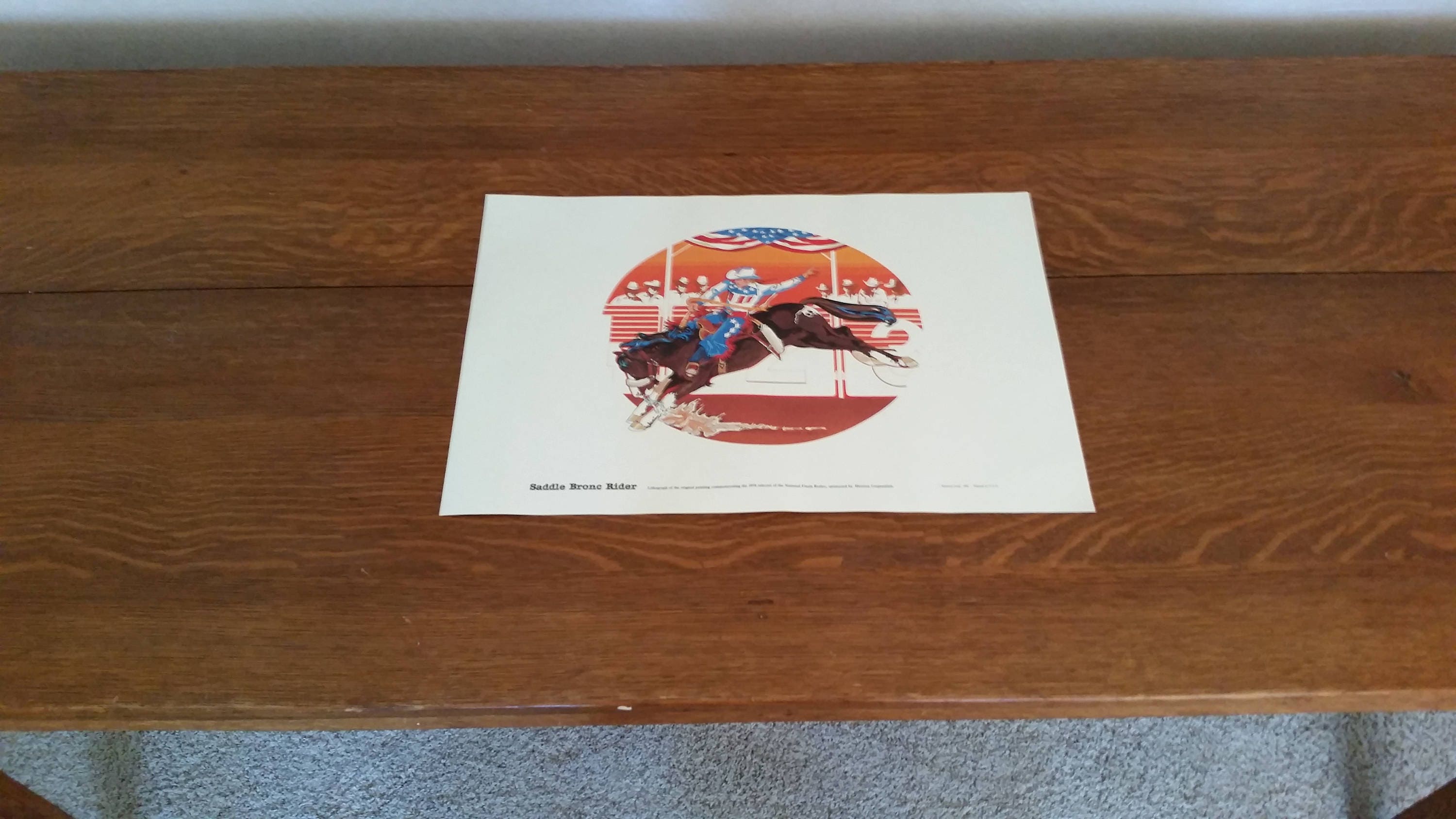 Vintage Hesston Rodeo Lithograph National Finals Rodeo Commemorative ...
