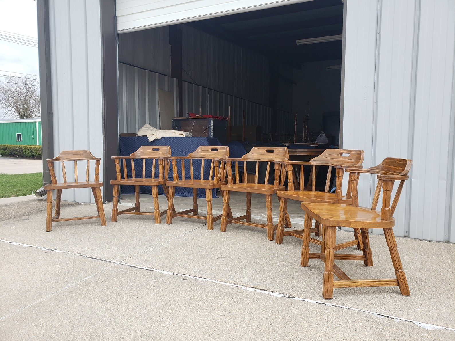Vintage Ranch Oak Dining Chairs Set Of 6 Solid Oak Acorn Etsy