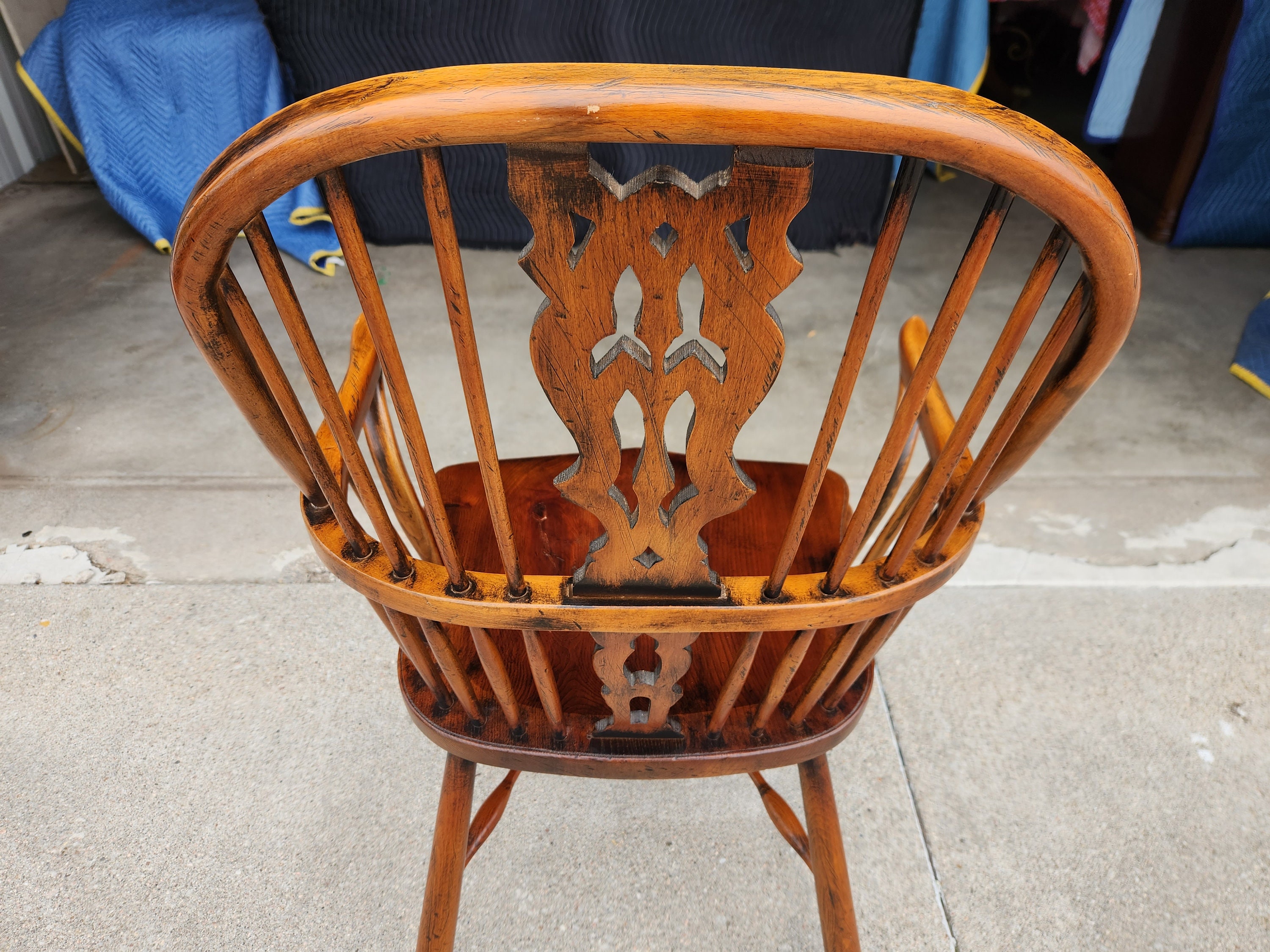 Antique English Handmade Windsor Chair Cabriole Front Legs