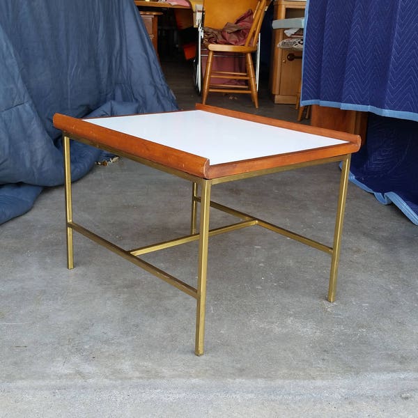 Vintage McCobb Style Side Table Mid Century Modern Modular Frame Solid Walnut Raised Edge MCM