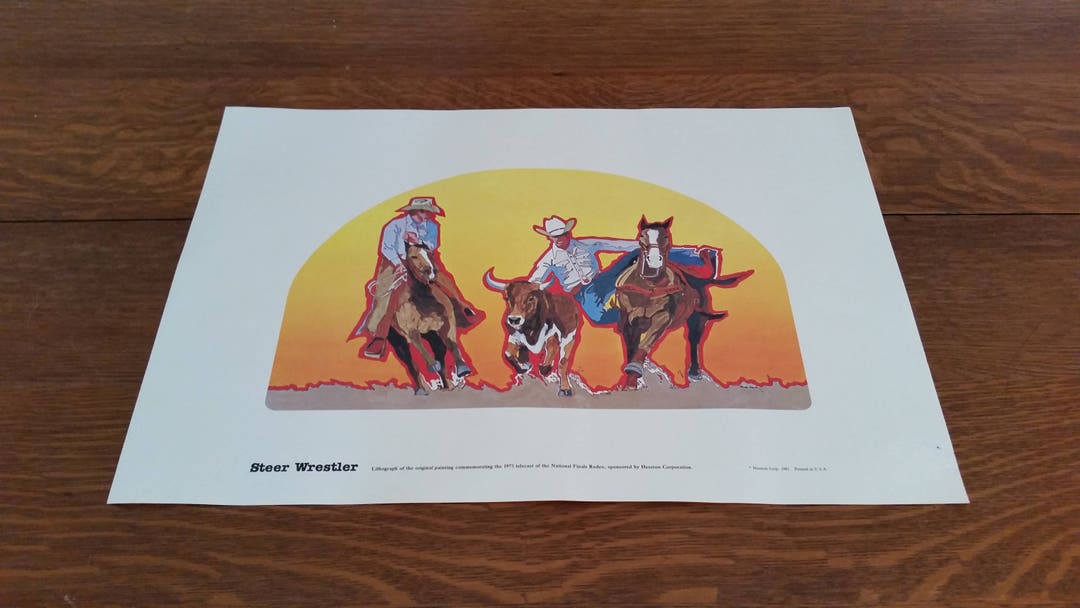 Vintage Hesston Rodeo Lithograph National Finals Rodeo Commemorative ...