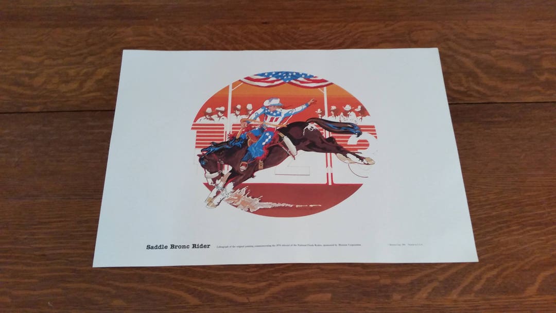 Vintage Hesston Rodeo Lithograph National Finals Rodeo Commemorative ...