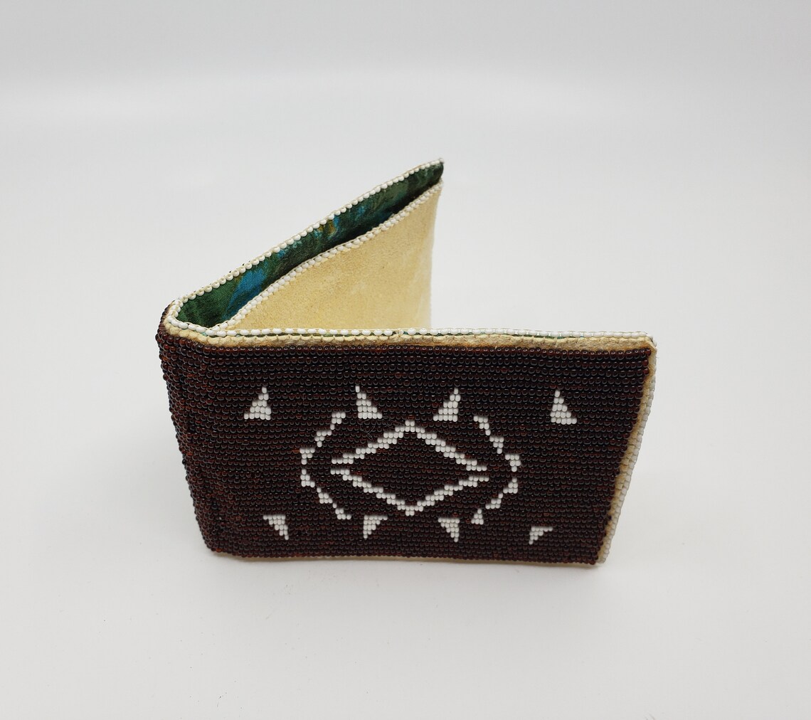 Vintage Native American Beaded Wallet Bifold Soft Leather Etsy